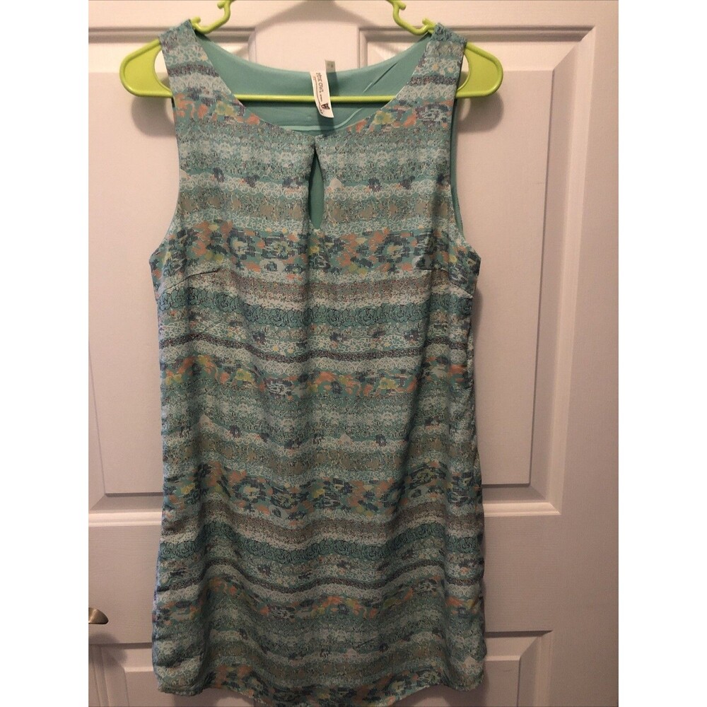 Pink Owl Lined Mint Green Sleeveless Shift Dress EUC S